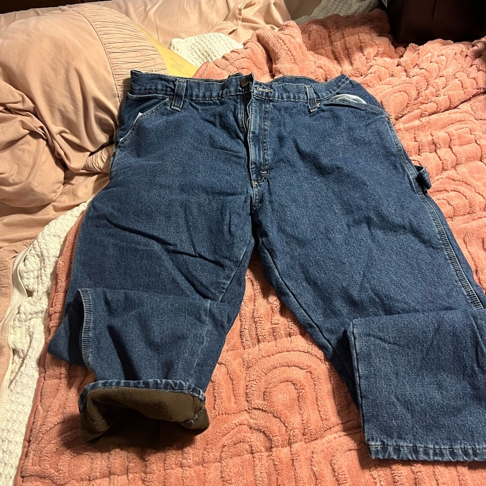 Wrangler Men's Relaxed Fit Blue Jeans Fleeced Lined